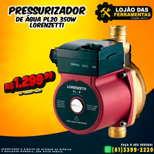 Pressurizador de Água PL20 Lorenzetti