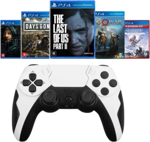 Controle Bluetooth Sem Fio com Vibração para PS3, PS4 e PC
