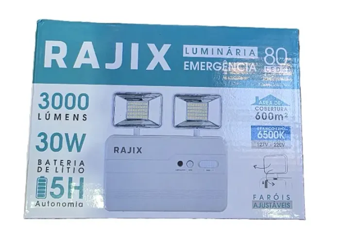 Kit 5 Luminária Emergência Led 3000 Lúmens 30w 6500k Bivolt