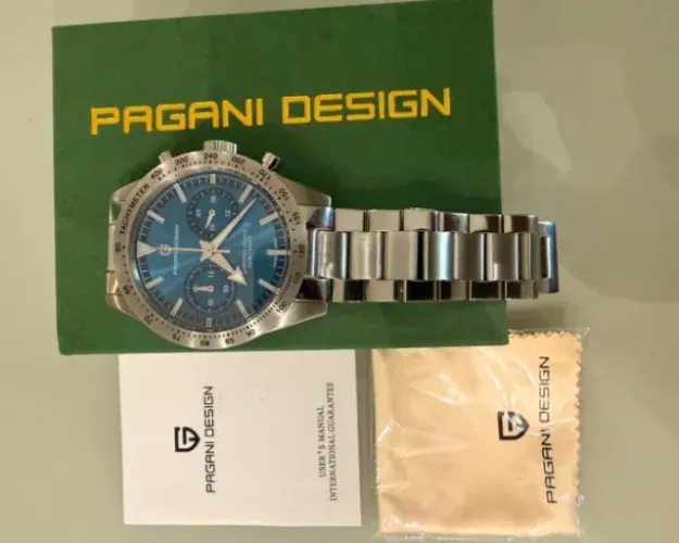 Relógio Cronógrafo Pagani Design PD-1766 AZUL NOVO Lindíssimo