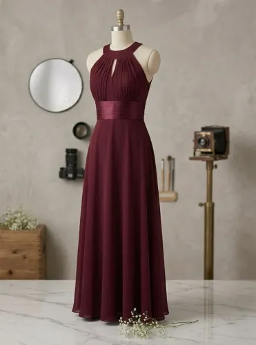 Vestido Longo Cor Marsala