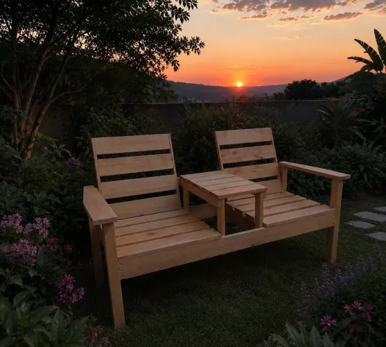 Banco casal com mesa