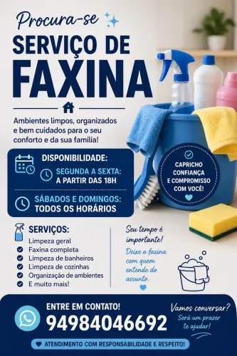SERVIÇOS DE LIMPEZA DOMÉSTICA E COMERCIAL 
