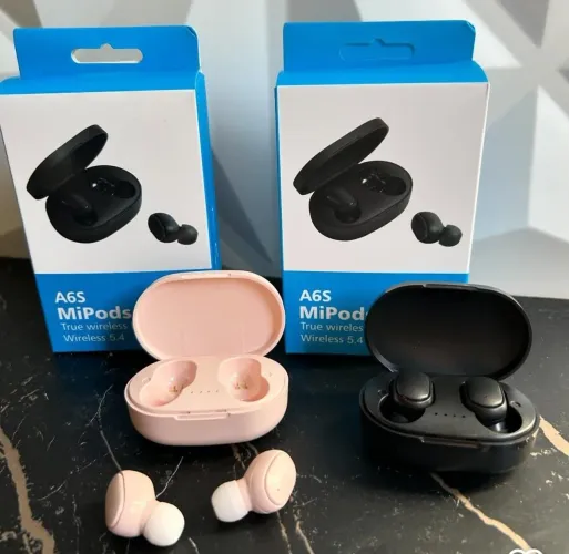 Fone de ouvido bluetooth A6S - com botão de pausar música 
