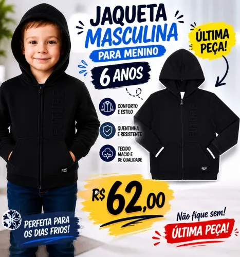 JAQUETA COM CAPUZ MENINO 6 ANOS ALAKAZOO
