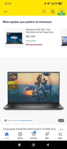 Notebook Dell SSD 512 16 GB bem novo