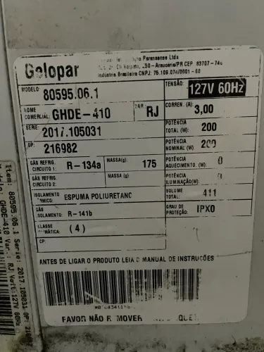 Freezer horizontal porta de vidro gelopar GHDE 410 excelente estado