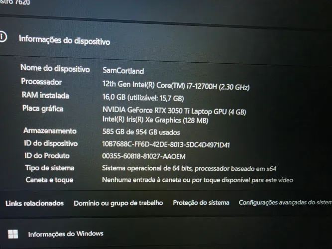 Notebook Gamer Vostro 7620