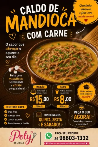 Caldo de mandioca com carne
