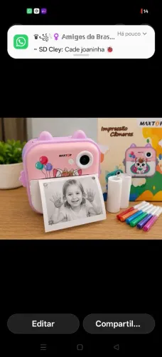 Câmera infantil Maxtop com impressão instantânea.