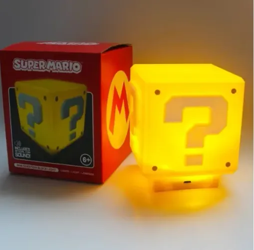 Novo!!! Kit 3 Luminárias Bloco Super Mario com Luz e Som + USB