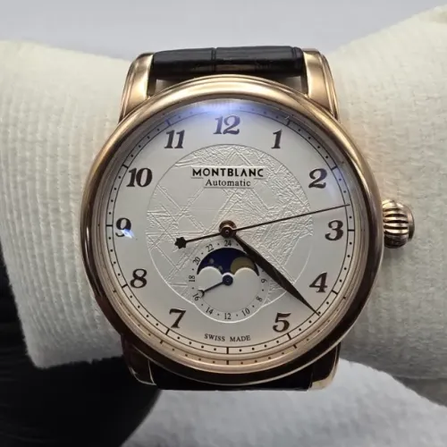 Relógio Montblanc Automático Moonphase Masculino Couro Preto Premium Novo