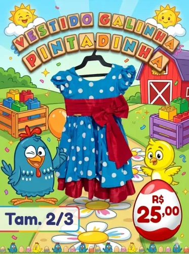 Vestido galinha pintadinha Tam 2/3