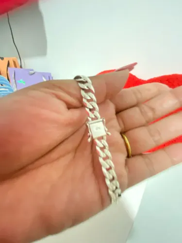 Pulseira de prata grumet 8mm gaveta novinha