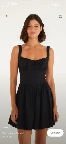 Vestido Curto Corselet preto Farm - tamanho P