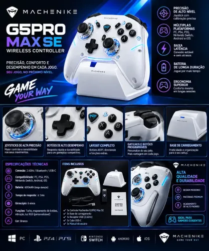Controle Gamer Machenike G5PRO Max SE - Wireless + Base