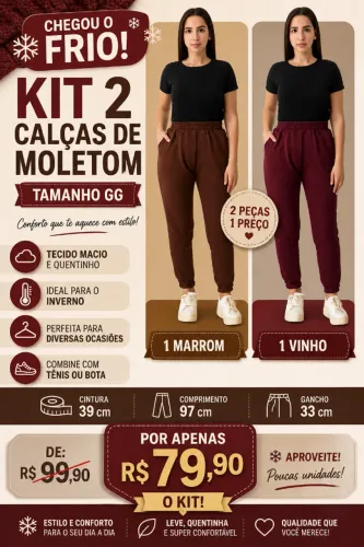 Kit 2 calças de moleton