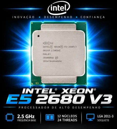 Processador Intel Xeon E5 2680 V3 2,5 GHz 12 Cores & 24 Threads LGA 2011-3 (Novo/Lacrado)