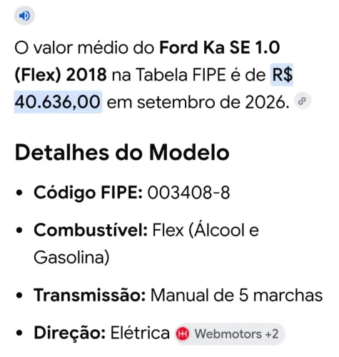 Ford KA 1.0 Se/se Plus Tivct Flex 5P 2018