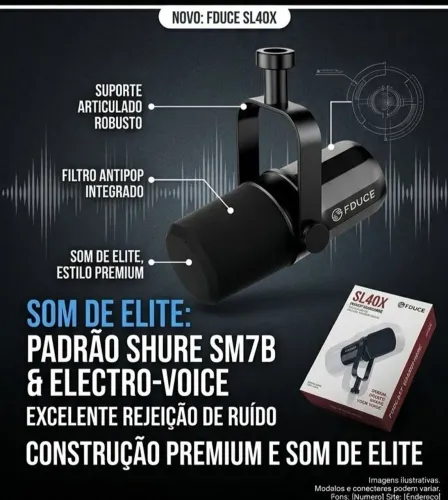 Microfone para rádio, estúdio e podcast