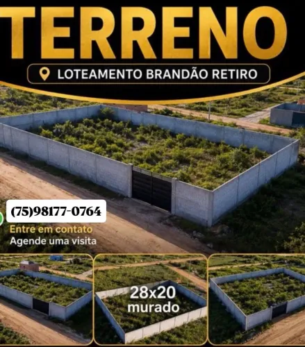 Terreno no Loteamento Brandão Retiro já murado com portão 560m2
