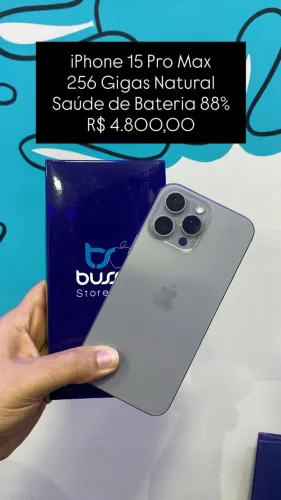 Seminovo: iPhone 15 Pro Max / 256GB / Natural / Saude de Bateria 88% - Loja Fisica