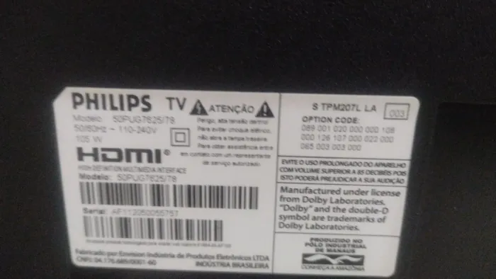 TV 50 polegadas Philips não aparece imagem o restante funciona