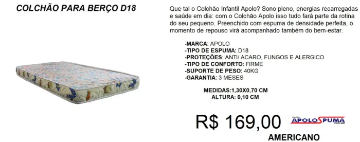 Colchão - berço - compre hoje e receba em até 72 horas