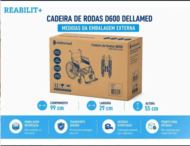 Cadeira De Rodas Dobrável E Leve Em Alumínio D600 - Dellamed USADA