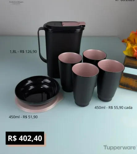 Kit original jarra+copos Tupperware.