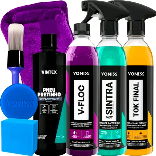 Kit Higiene Automotiva Shampoo V-Floc Cera Tok Final Sintra Vonixx Pretinho