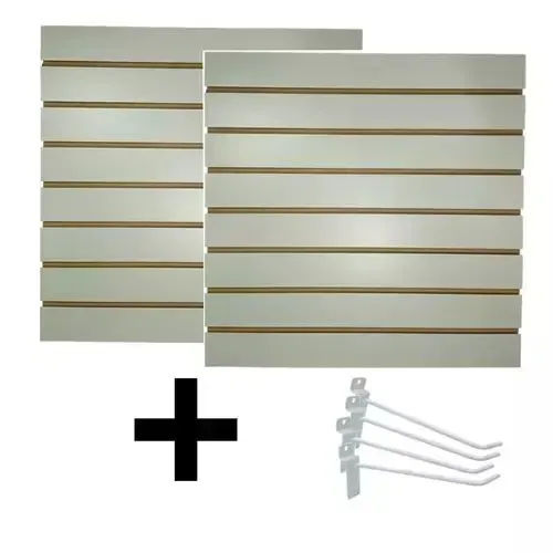 Kit painel canaleta do expositor parede inteligente mdf para loja 0,60x060m+ 20 ganchos
