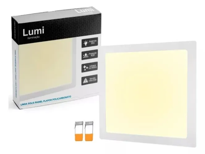 30 UNDS LUMINARIA PAINEL PLAFLON LED 25W EMBUTIR QUADRADO BRANCO NEUTRO