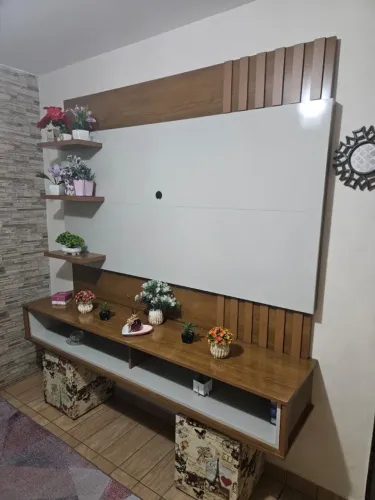  Painel Home para TV 1,80 m + Rack Suspenso Moderno
