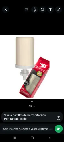 Vela e torneira de filtro de barro