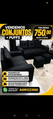 Compre já o seu kit de sofás + puffs, tudo novo, frete grátis em Natal e grande Natal.