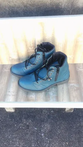 Bota coturno masculino azul com zíper tamanho 37