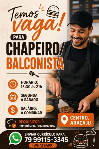 VAGA CHAPEIRO/BALCONISTA PADARIA 