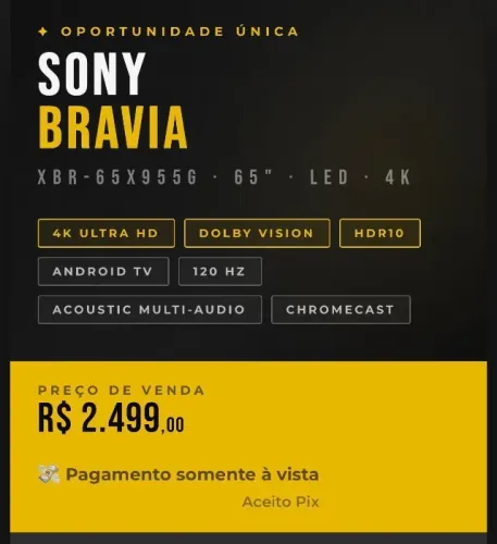 Smart TV Sony LED 4K UHD 65 Polegadas