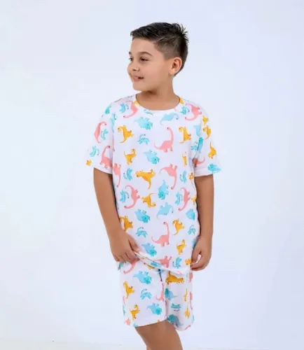 Pijama Infantil Dinossauros em Suede