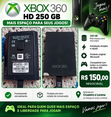 Vendo HD interno 250 de memória para xbox 360