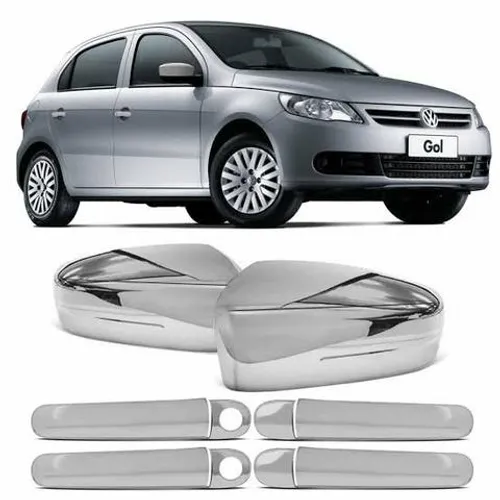 Apliques Maçanetas + Par Retrovisor Sem pisca Cromado Volkswagen Gol G5