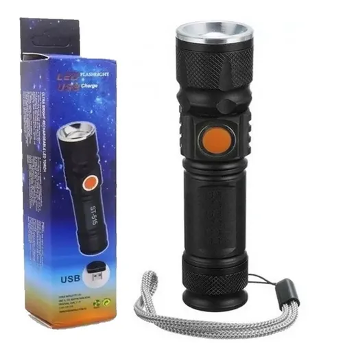 Lanterna Tática Militar Recarregável Usb Zoom 4x Impermeável