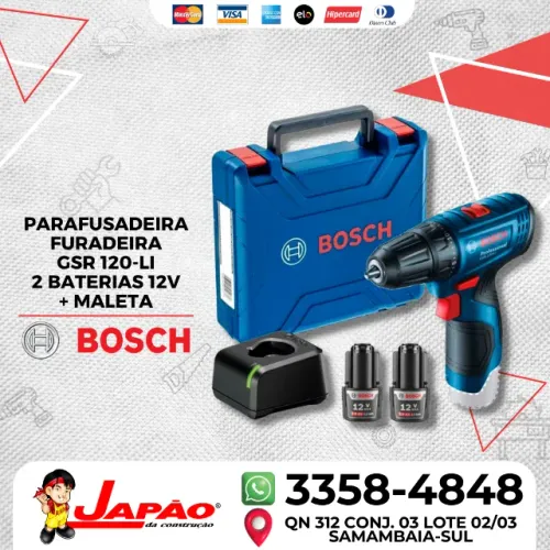 Parafusadeira Furadeira Gsr 120-li 12v 2 Baterias Bosch