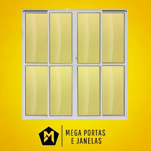 Porta Sacada Quatro folhas Alumínio Branco - Linha 25 (Completa)