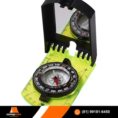 Bússola magnética portátil com espelho, multifuçnões