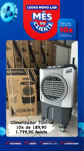 Climatizador 70litros NOVO