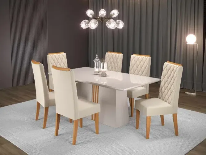 sala mesa jantar tampo de vidro  6 cadeiras 