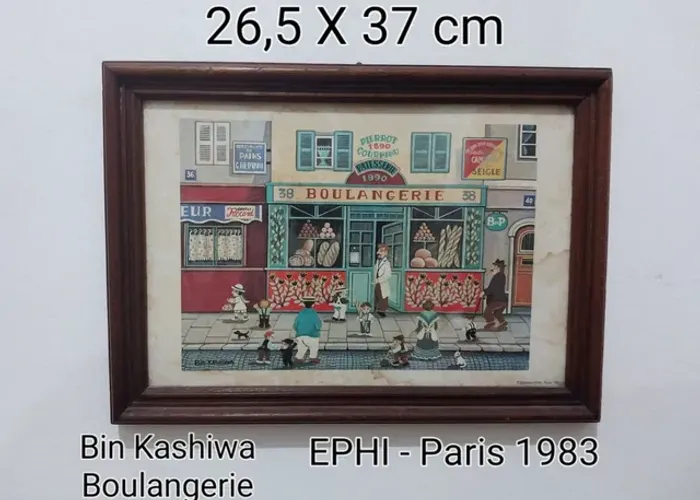 Reprodução  Ilustração de Bin Kashiwa-BOLANGERIE PARIS -26,5 X 37 cm<br>EPHI- 