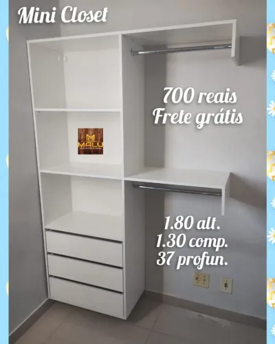 Mini Closet Branco - 1.80x1.30 - Frete Grátis